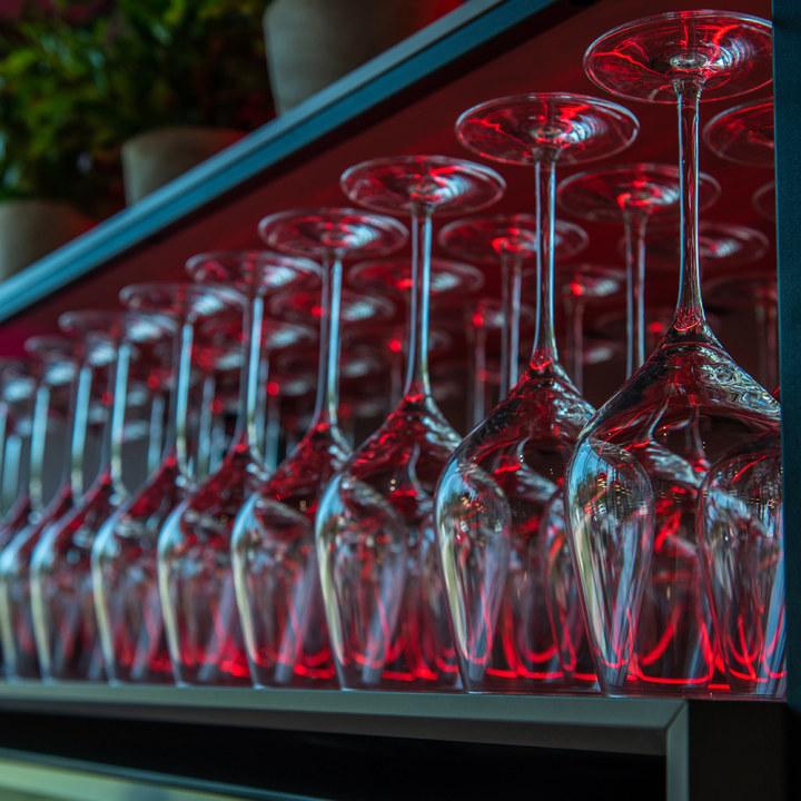 Restaurant wine wall glasses