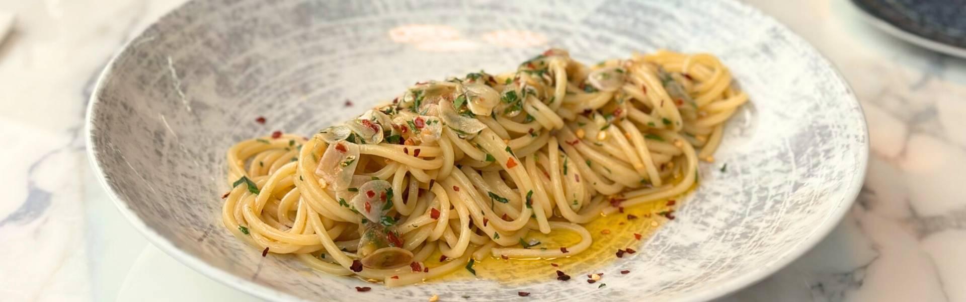 Handmade ravioli filled with tiger prawns