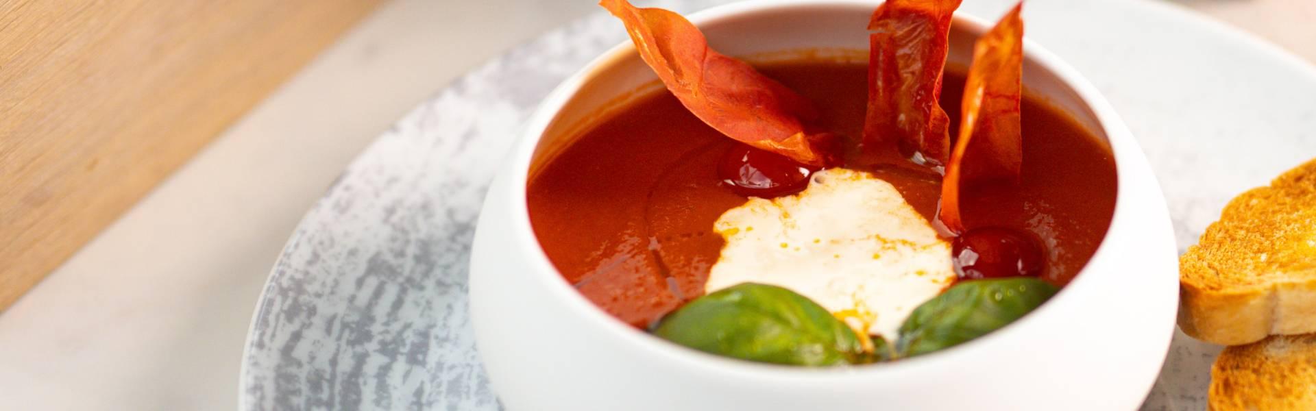 Tomato soup with mozzarella