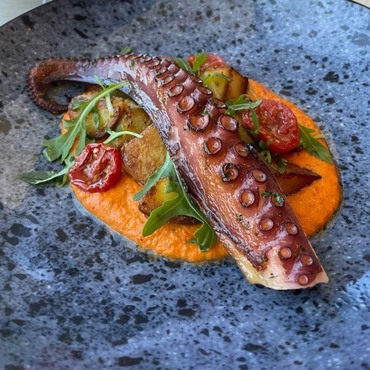 Octopus with sweet potato puree